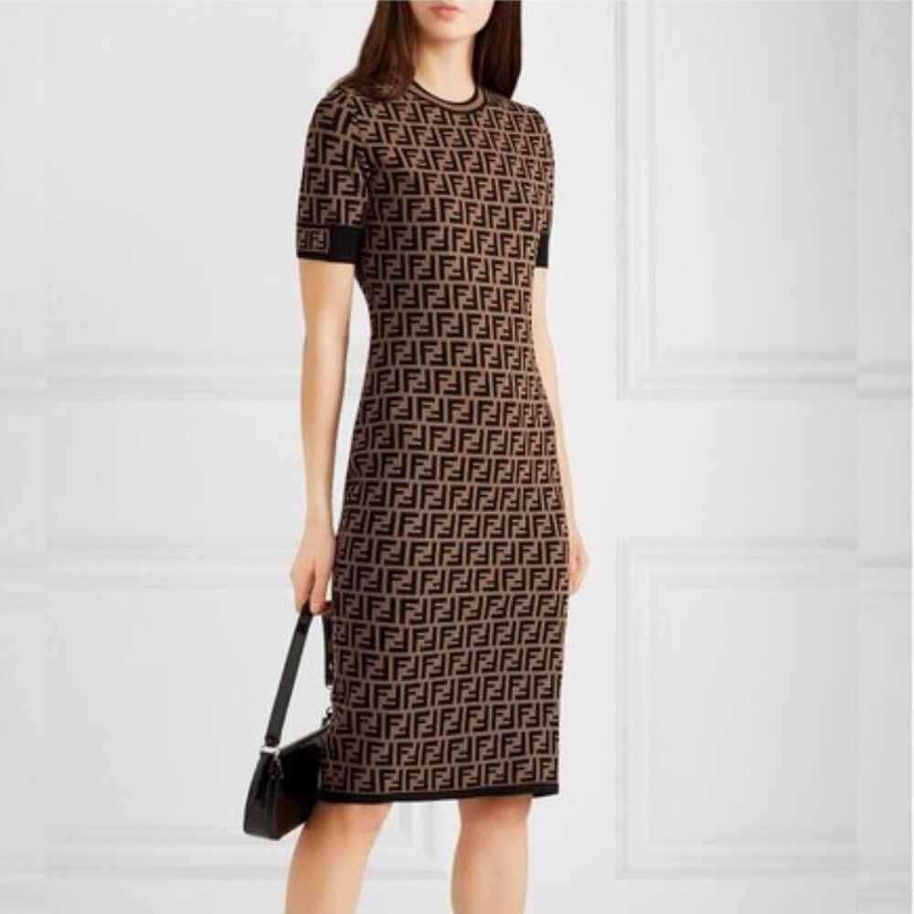 Fendi FF-Jacquard Midi Dress